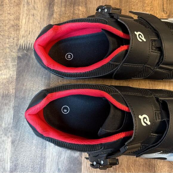 Peloton Cycling Shoes w/Delta Cleats Hook-And-Latch Closure Black Red Size EU 48 - Picture 9 of 10